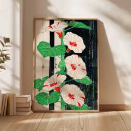 Japanese Botanical Poster, Morning Glory Flower Print, Ukiyo-E Style Wall Art, Traditional Floral Illustration, Minimalist Unframed Decor - thumbnail 3