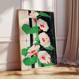 Japanese Botanical Poster, Morning Glory Flower Print, Ukiyo-E Style Wall Art, Traditional Floral Illustration, Minimalist Unframed Decor - thumbnail 2