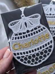 Handmade Lace Christmas Bauble Personalised Name Ornament , Anniversary