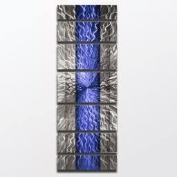 Large Blue Metal Wall Art Modern Aluminum Panel Sculpture - thumbnail 4