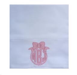 Pink Bow Monogram Pillowcase Custom Embroidered Personalized - thumbnail 1