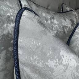 Luxury Piped Pillow, Cushion Cover , Throw Pillow Navy Blue Metallic Gold Clarke &clarke Tessere Midnight Fabric, Piping - thumbnail 2