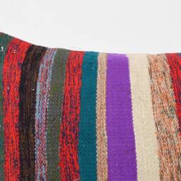 striped Kilim Pillow Cover Rustic Wool Cushion, Bohemian Decor - 16x24 - thumbnail 3