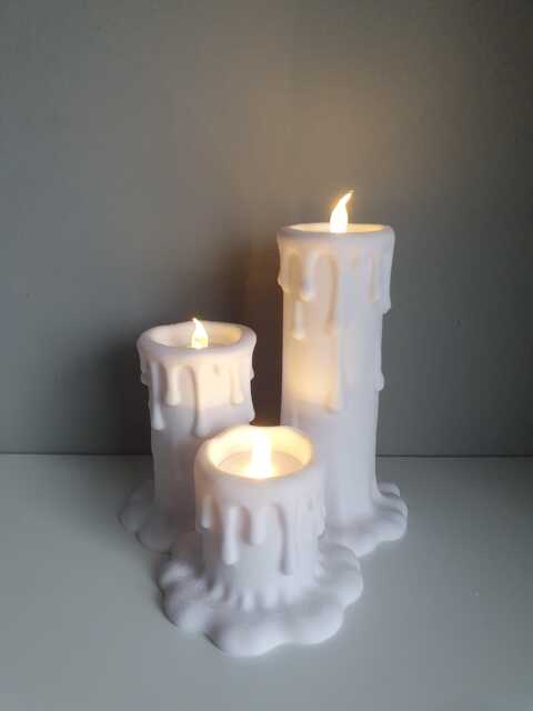Dripping Wax Style Led Tea Light Holders - Set Of 3 - image 1