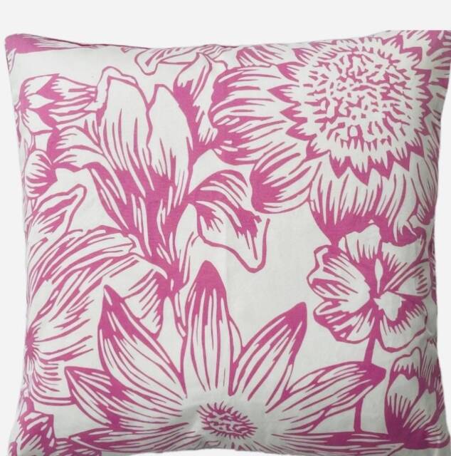 Pink Floral Cushion Covers Manuel Canovas Fabric Manon White Botanical Modern - image 1