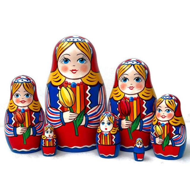 Handmade Nesting Dolls Traditional Holland Costume, 7 Piece Set - image 1