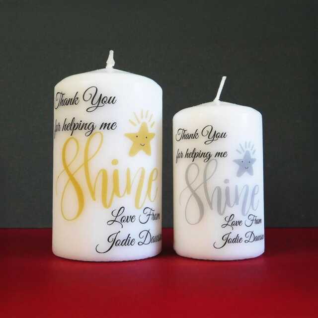 Personalised Teacher Candle Thank You End Of Term Shine Gold Silver Star - image 1