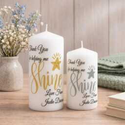 Personalised Teacher Thank You Candle Helping Me Shine End Of Term Gold Silver Star