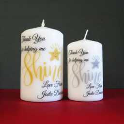 Personalised Teacher Thank You Candle Helping Me Shine End Of Term Gold Silver Star - thumbnail 2
