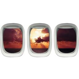 Airplane Decor Ocean Wall Decal - Sunset Over The Aviation Art Peel & Stick Window View Vinyl - Vwaq-Ppw1 - thumbnail 2