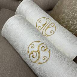 "Luxury Personalised Initial Embroidered Bolster Cushion 16""x6" - thumbnail 2