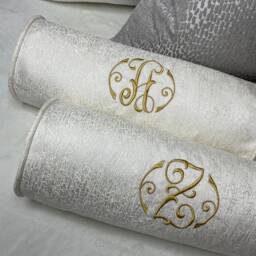 "Luxury Personalised Initial Embroidered Bolster Cushion 16""x6"