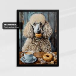Poodle Coffee Doughnut Cafe Dog Painting Framed Poster Print Or Canvas Wall Decor Art Bedroom Home Interior Gift For Pet Lover - thumbnail 2