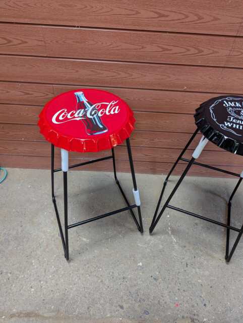 Coca Cola Man Cave Bar Stool X1 Home Indoor/Outdoor Bottle Cap Metal Made To Order - image 1