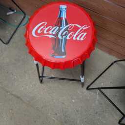 Coca Cola Man Cave Bar Stool X1 Home Indoor/Outdoor Bottle Cap Metal Made To Order - thumbnail 2