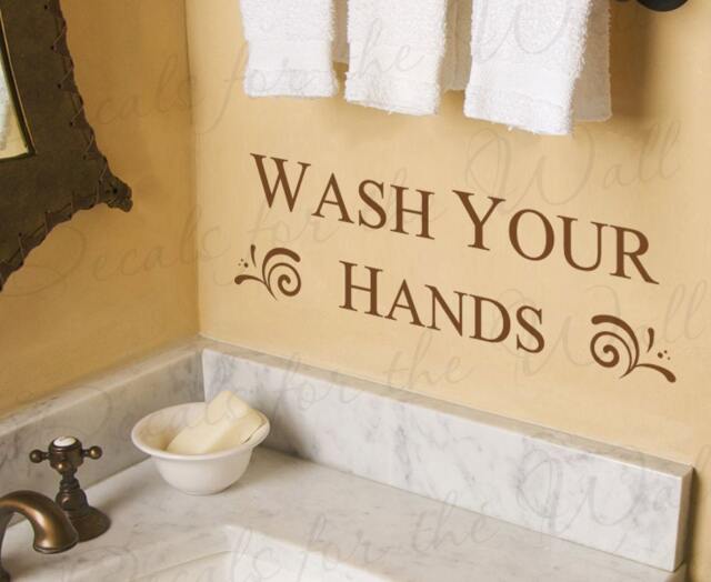 Wash Your Hands Bathroom Kids Baby Vinyl Sticker Art Mural Large Wall Decal Quote Lettering Decor Saying Decoration Ba07 - image 1
