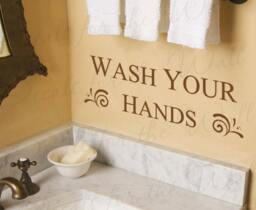 Wash Your Hands Bathroom Kids Baby Vinyl Sticker Art Mural Large Wall Decal Quote Lettering Decor Saying Decoration Ba07 - thumbnail 1