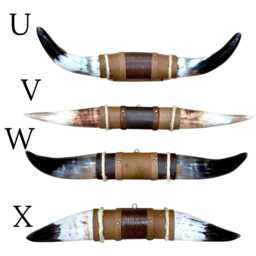 Genuine Bull Steer Horn Mount - Longhorn & Leather Mounted Wall Art Western Decor - thumbnail 4
