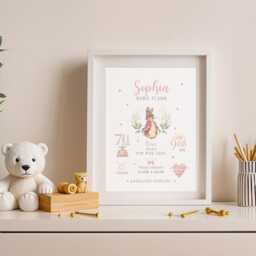 New Baby Personalised Print Birth Stat Details Keepsake Gift, Newborn Parents Gift - thumbnail 2