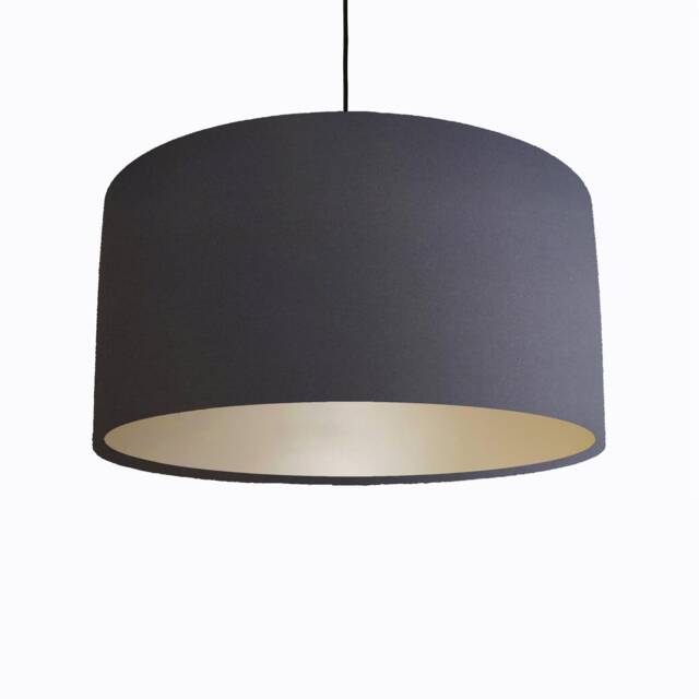 Dark Grey Lampshade in Cotton With Champagne Lining Large Plain Ceiling Lightshade - image 1