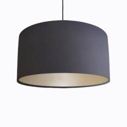 Dark Grey Lampshade in Cotton With Champagne Lining Large Plain Ceiling Lightshade - thumbnail 1