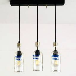 Industrial Light Fixture - Chandelier Ceiling Lamp Made From Absolut Vodka Bottle For Home, Restaurant & Bar Island - thumbnail 2