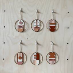 Mini Modern Wall Hanging - Handmade Pink & Gold Mid Century Art - thumbnail 2