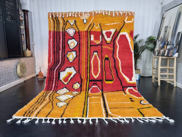 Handmade Colorful Moroccan Rug, Unique Abstract Beni Ourain Rug, Custom Cozy Chic Wool Bohemian Area Handwoven Funky Rug - image 1