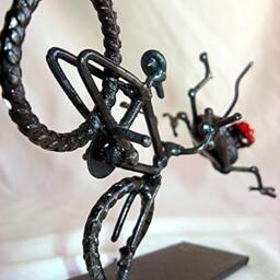 Crashing Cycling Hand Sculpted Steel Mouse Sculpture - thumbnail 3