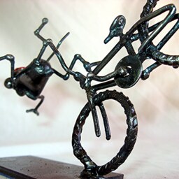 Crashing Cycling Hand Sculpted Steel Mouse Sculpture - thumbnail 4