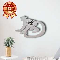 Monkey Acrylic Clock - Many Colours Available - Bespoke Shapes & Sizes Made - thumbnail 1