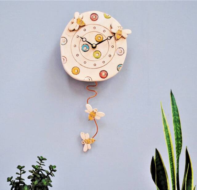 Handmade Ceramic Bee Clock Quirky Mantel Clock For Kids - image 1