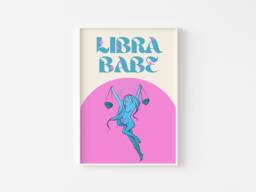 Libra Zodiac Print Retro Astrology Poster, Funky Y2K Art - thumbnail 1