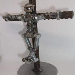 Jesus On The Cross-Metal Bolt Figurine, Upcycled Metal Art, Religious Art - thumbnail 2