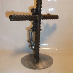 Jesus On The Cross-Metal Bolt Figurine, Upcycled Metal Art, Religious Art - thumbnail 4