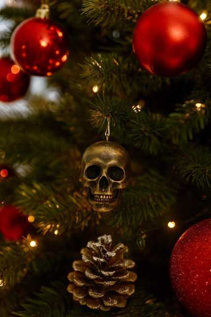 Skull Christmas Bauble, Gothic Xmas Tree Ornament, Alternative Decor, Unique Decorations - image 1