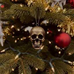 Skull Christmas Bauble, Gothic Xmas Tree Ornament, Alternative Decor, Unique Decorations - thumbnail 2