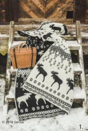 Reversible Wool Blanket New Zealand Throw With Deer - thumbnail 1