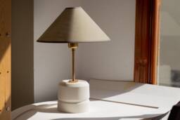 White Ceramic Table Lamp Modern Minimalist Lighting - thumbnail 1