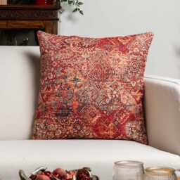 Persia Tapestry Cushion. Warm Tones in Red, Grey & Brown Geometric Regal Print. 17x17 - thumbnail 1