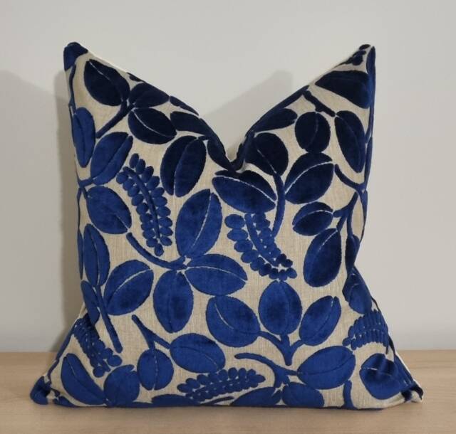 Designers Guild Calaggio Indigo & Omega Velvet Cushion Cover 45x45 cm - image 1