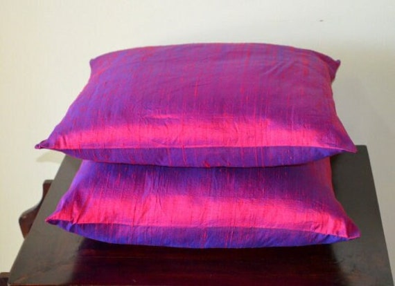 Fuchsia & Purple Dupioni Pure Silk Cushion Cover/Sham 12x12, 12x16, 12x20, 14x20, 14x24, 16x16, 18x18, 20x20, 22x22, 24x24 & 26x26 - D109 - image 1