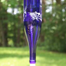 New Etched Lighthouse Recycled Wine Bottle Hummingbird Or Bird Feeder - thumbnail 3