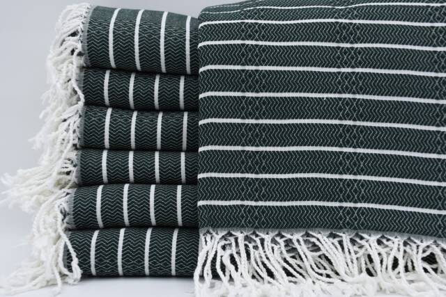 "Dark Green Towel, Bohemian Towel, Handmade Towel, Turkish Towel, 37""x70" - image 1