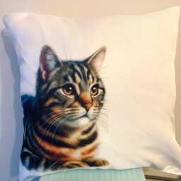Tabby Cat Cushion Cover Lover Home Decor - 40x40 cm - thumbnail 4