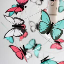 Butterfly Chandelier Teal, Rose & White Whimsical Nursery Lighting - thumbnail 2