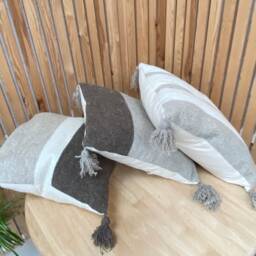 Brown , Natural Stripe Scatter Cushion, Neutral Brown Cushions, Cushionsl - thumbnail 4