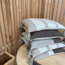 Brown , Natural Stripe Scatter Cushion, Neutral Brown Cushions, Cushionsl - thumbnail 3