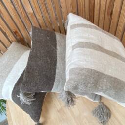 Brown , Natural Stripe Scatter Cushion, Neutral Brown Cushions, Cushionsl - thumbnail 2
