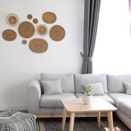 Woven Rattan Wall Decor - Set Of 10 Boho Basket Art - thumbnail 2